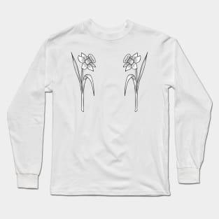 black daffodil rose flower Long Sleeve T-Shirt